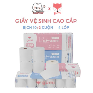 (Tặng 2 Cuộn) Set 10 cuộn giấy vệ sinh Gumi cao cấp 4 lớp mềm mịn dai tan nhanh trong nước