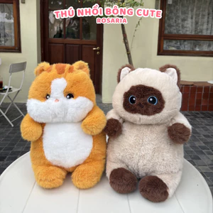 Gấu Bông Mèo Mập Ú Mặt Nâu Siêu Mềm – Thú Nhồi Bông Cute Ôm Ngủ, Quà Tặng