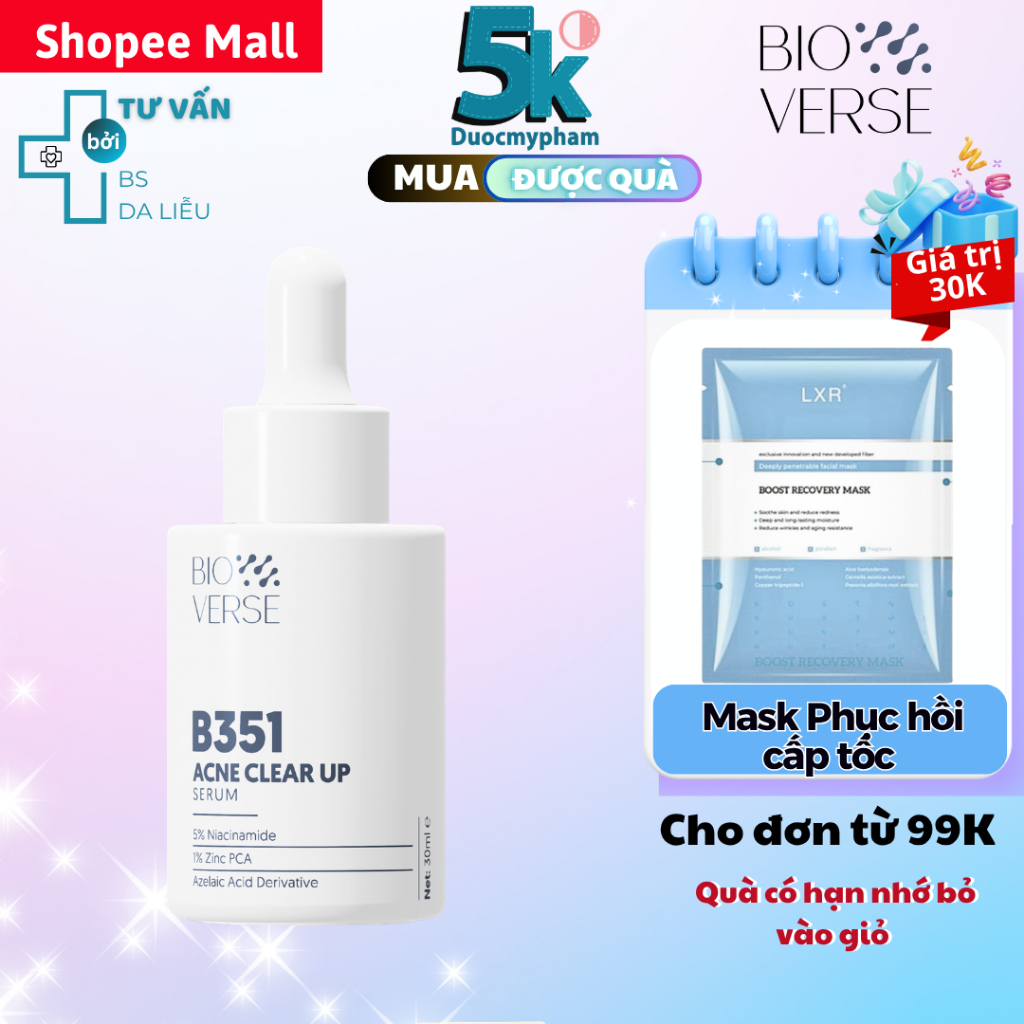 Bioverse Tinh Chất Niacinamide 5% + Zinc 1% Hỗ Trợ Mụn B351 Acne Clear ...
