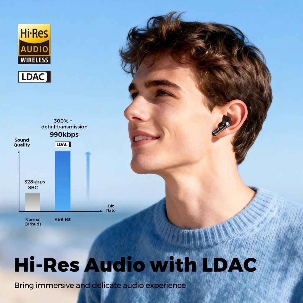 [HỎA TỐC HCM] Tai Nghe True Wireless SoundPEATS Air6 HS Hires Audio | Driver Sinh Học 3 Lõi Bảo Vệ Tai | Bluetooth 6.0 | BigBuy360 - bigbuy360.vn