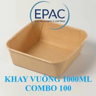 Khay Vuông Giấy EPAC 1000ml – Giải Pháp Đựng Thực Phẩm Tiện Lợi & Thân Thiện