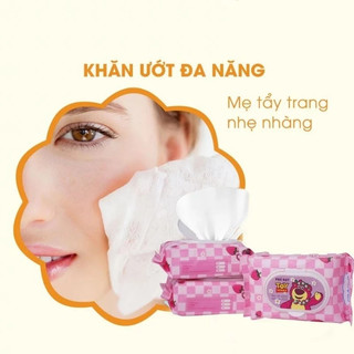 [Thùng 24 Gói] Khăn Giấy Ướt Gấu Dâu Tây Losto Phú Đạt 120 Tờ/Gói, Dịu Nhẹ, An Toàn Cho Da