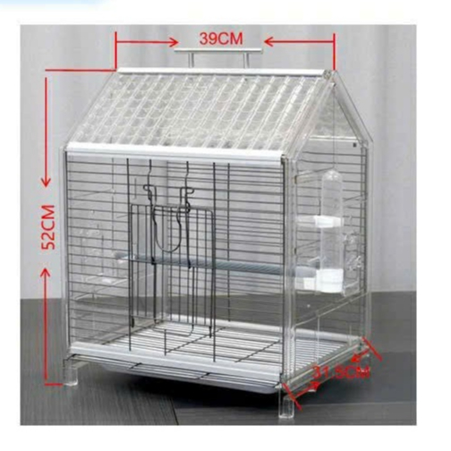 Lồng Chim Mica Trong Suốt Cao Cấp 🐦 Khung Inox Chống Gỉ –  Dễ Vệ Sinh, Kèm Cốc Nước và khay ăn