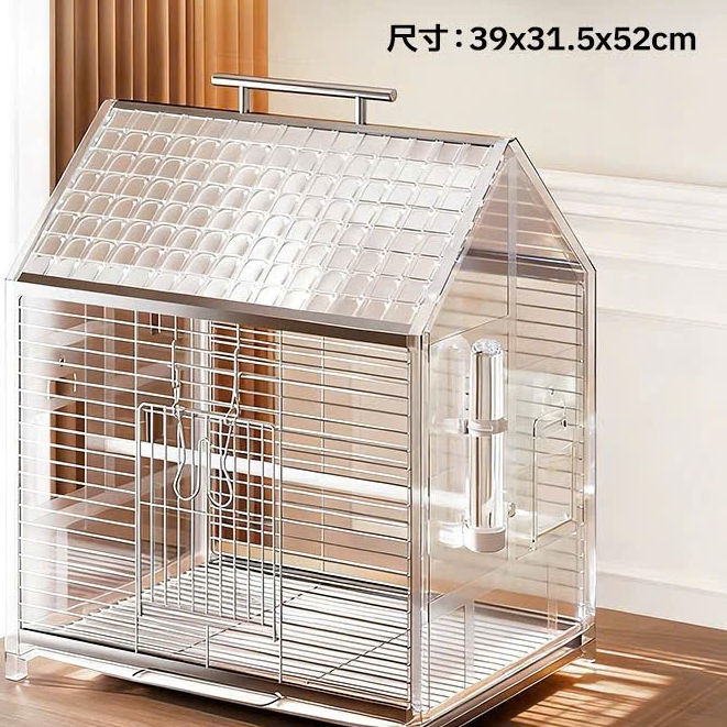 Lồng Chim Mica Trong Suốt Cao Cấp 🐦 Khung Inox Chống Gỉ –  Dễ Vệ Sinh, Kèm Cốc Nước và khay ăn
