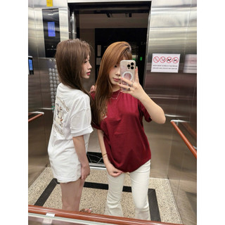 Áo thun lệ v thêu hoạ tiết hoa nhỏ trước sau chất vải cotton thời trang nam nữ, áo phông lệ v thêu chi tiết form rộng
