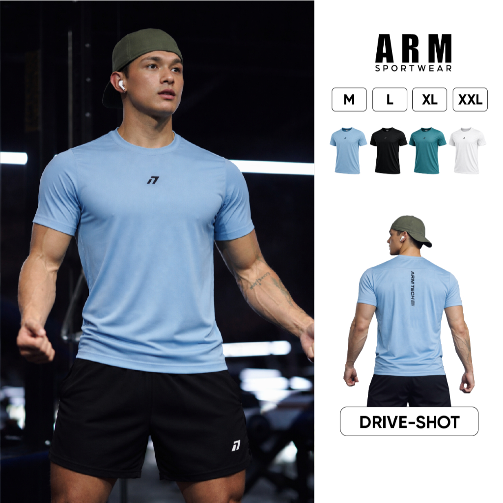 Áo Thun Nam Thể Thao ARM DRIVE SHOT, Áo Tập Gym Chất Liệu Co Giãn, Vận Động Thoáng Mát