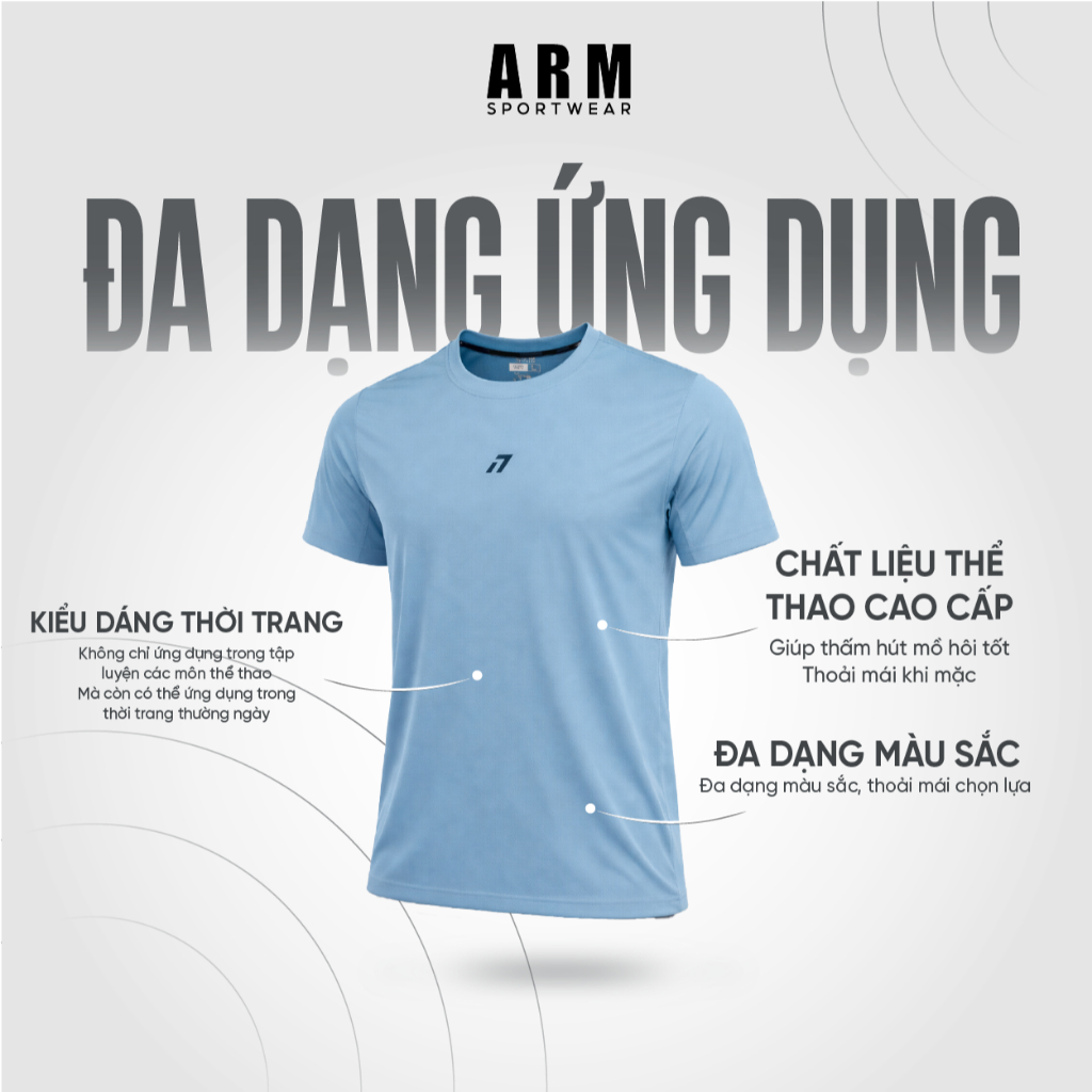 Áo Thun Nam Thể Thao ARM DRIVE SHOT, Áo Tập Gym Chất Liệu Co Giãn, Vận Động Thoáng Mát