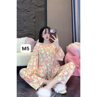 Tole lanh tay dài quần dài viền màu đơn giản mặc nhà thoải mái dành cho nữ form áo rộng từ 45kg-70kg