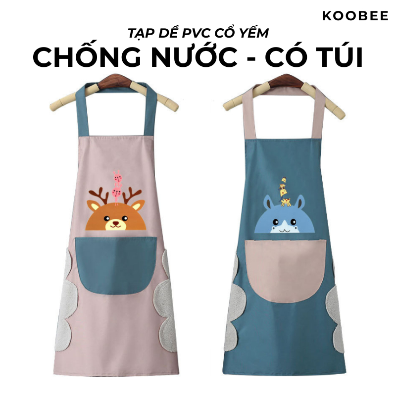 Tạp Dề Chống Nước PVC KOOBEE – Có Túi & Khăn Lau Tay, Đai Yếm Điều Chỉnh, Chống Bẩn Hiệu Quả | CSNC23