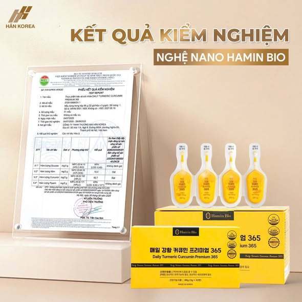 Tinh Nghệ Nano 365 Curcumin Premium Hamin Bio Hàn Quốc 32 tép - Đẹp Da, Dạ Dày Khỏe, Tiêu Hóa Tốt, Tặng Bình 500ML