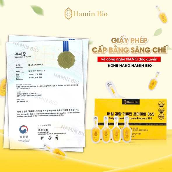 Tinh Nghệ Nano 365 Curcumin Premium Hamin Bio Hàn Quốc 32 tép - Đẹp Da, Dạ Dày Khỏe, Tiêu Hóa Tốt, Tặng Bình 500ML