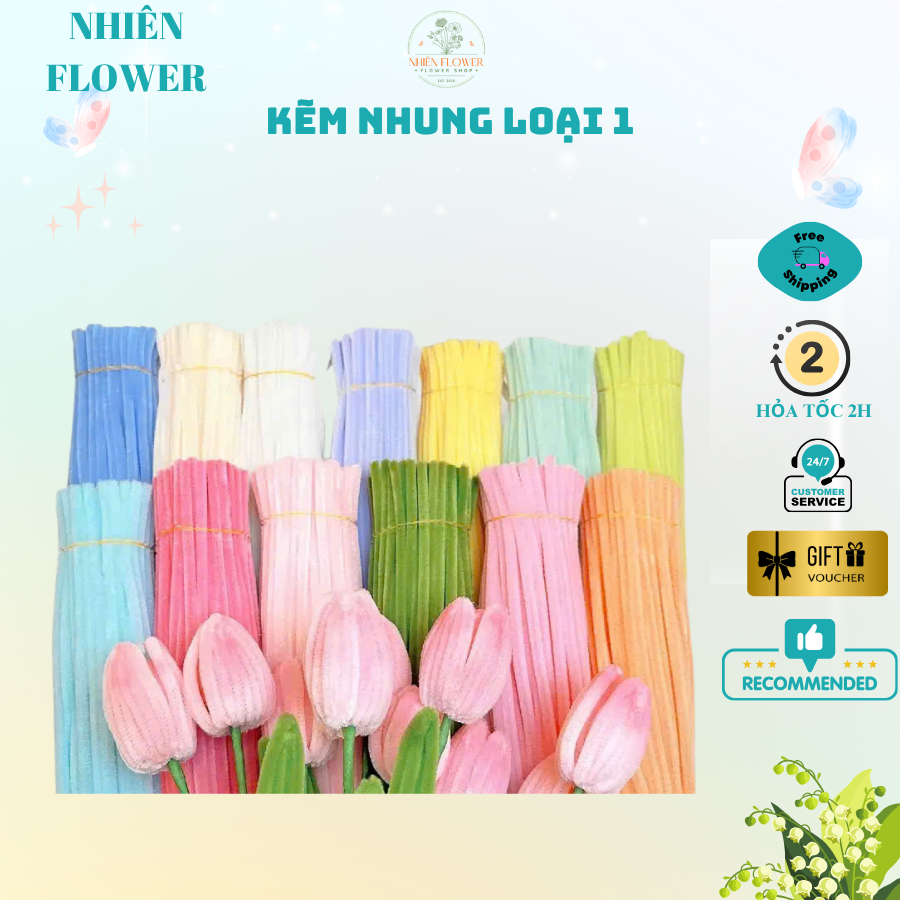 Kẽm Nhung Loại 1 Lông Dày 7,5-8mm Nhiều Màu Sắc, Dày Mịn Dùng Làm Hoa Kẽm Nhung, Đồ Handmade