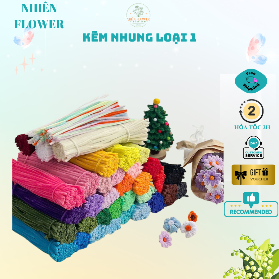 Kẽm Nhung Loại 1 Lông Dày 7,5-8mm Nhiều Màu Sắc, Dày Mịn Dùng Làm Hoa Kẽm Nhung, Đồ Handmade