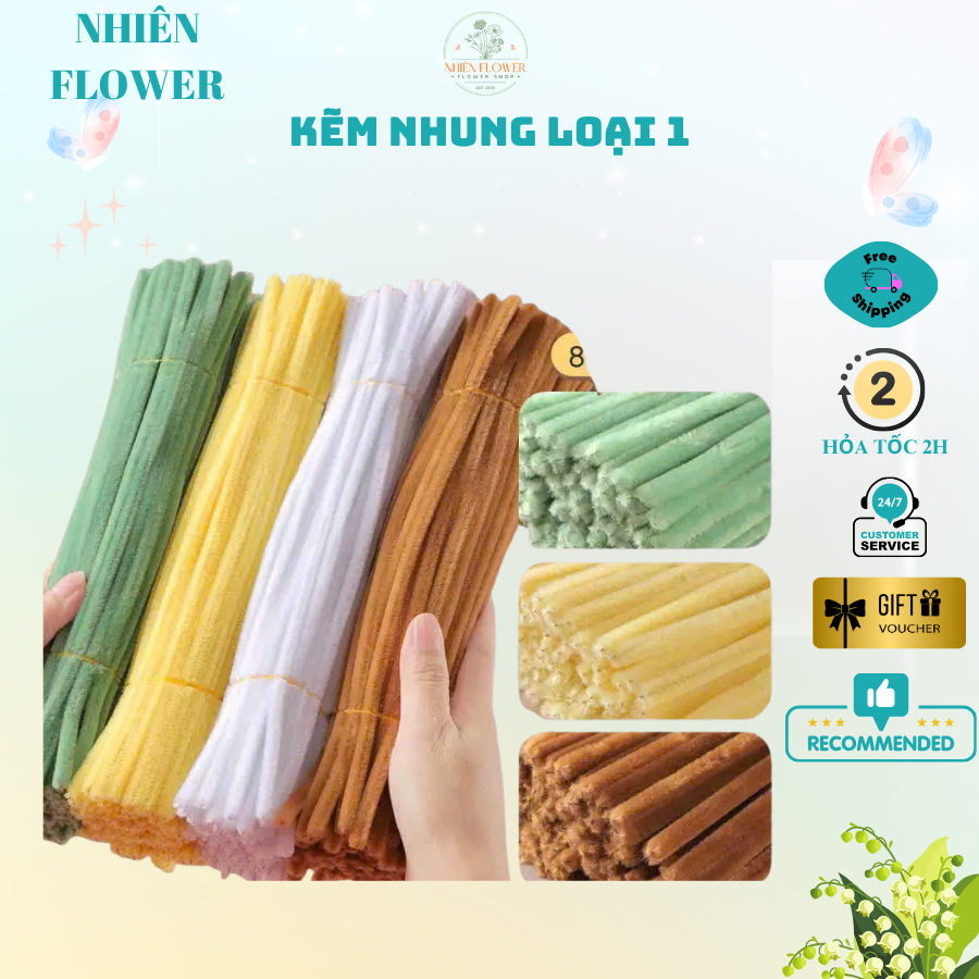 Sỉ 200-500 Sợi Kẽm Nhung Loại 1 Hàng Dày 7.5-8mm Dùng Làm Hoa Kẽm Nhung, Đồ Handmade, DIY