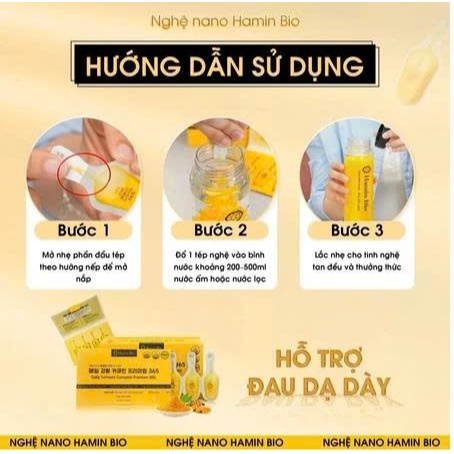Tinh Nghệ Nano 365 Curcumin Premium Hamin Bio Hàn Quốc 32 tép - Đẹp Da, Dạ Dày Khỏe, Tiêu Hóa Tốt, Tặng Bình 500ML