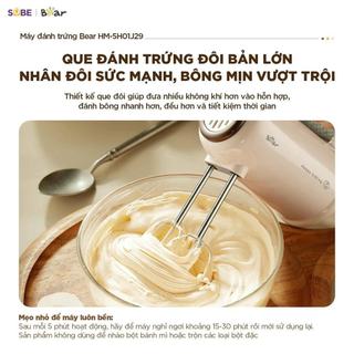 Máy Đánh Trứng Cầm Tay Bear HM-5H01J29 Công Xuất 125W, Gồm 5 Tốc Độ Đánh Linh Hoạt, Que Đánh Đôi Bản Rộng Đánh Bông