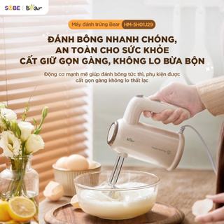 Máy Đánh Trứng Cầm Tay Bear HM-5H01J29 Công Xuất 125W, Gồm 5 Tốc Độ Đánh Linh Hoạt, Que Đánh Đôi Bản Rộng Đánh Bông