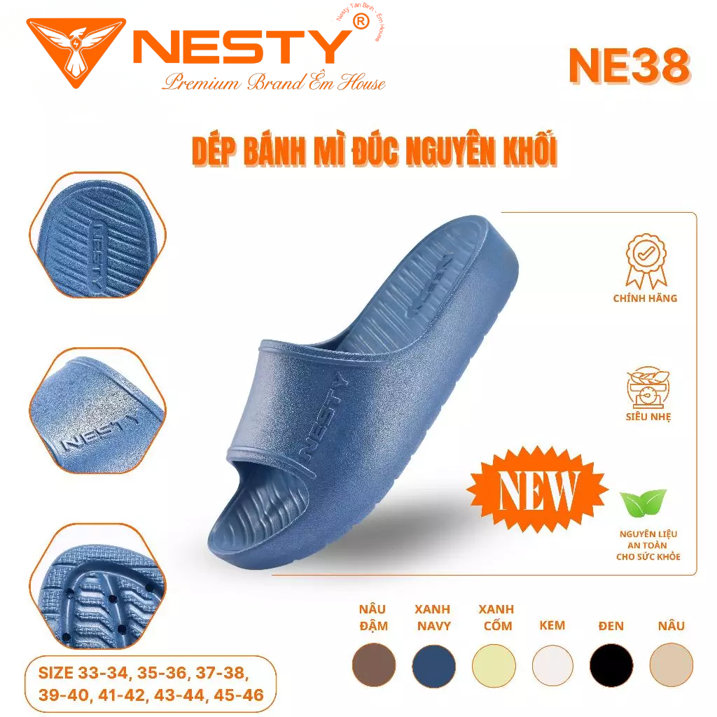 [NE38] Dép Bánh Mì Nguyên Khối Nam Nữ NESTY Mã NE38 Chất Liệu EVA Cao ...