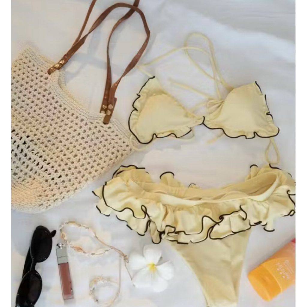 Bikini DTD 2 Mảnh Basic Phối Viền Bèo Xoè Tôn Dáng