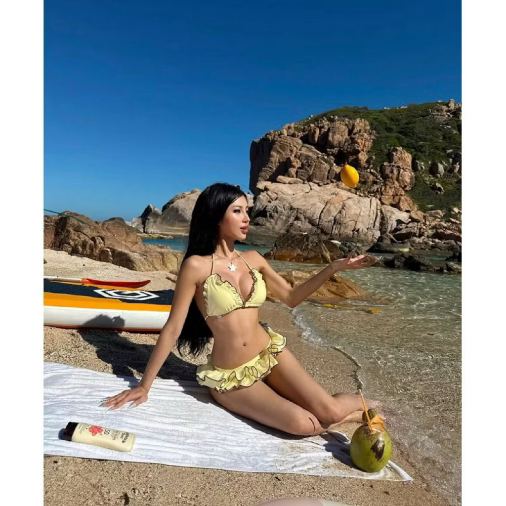 Bikini DTD 2 Mảnh Basic Phối Viền Bèo Xoè Tôn Dáng