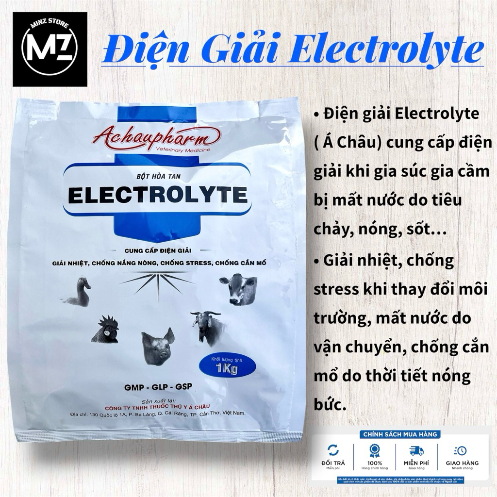 Điện Giải Electrolyte (Á Châu) giải nhiệt, chống nắng nóng, stress cho gia súc, gia cầm (1Kg)