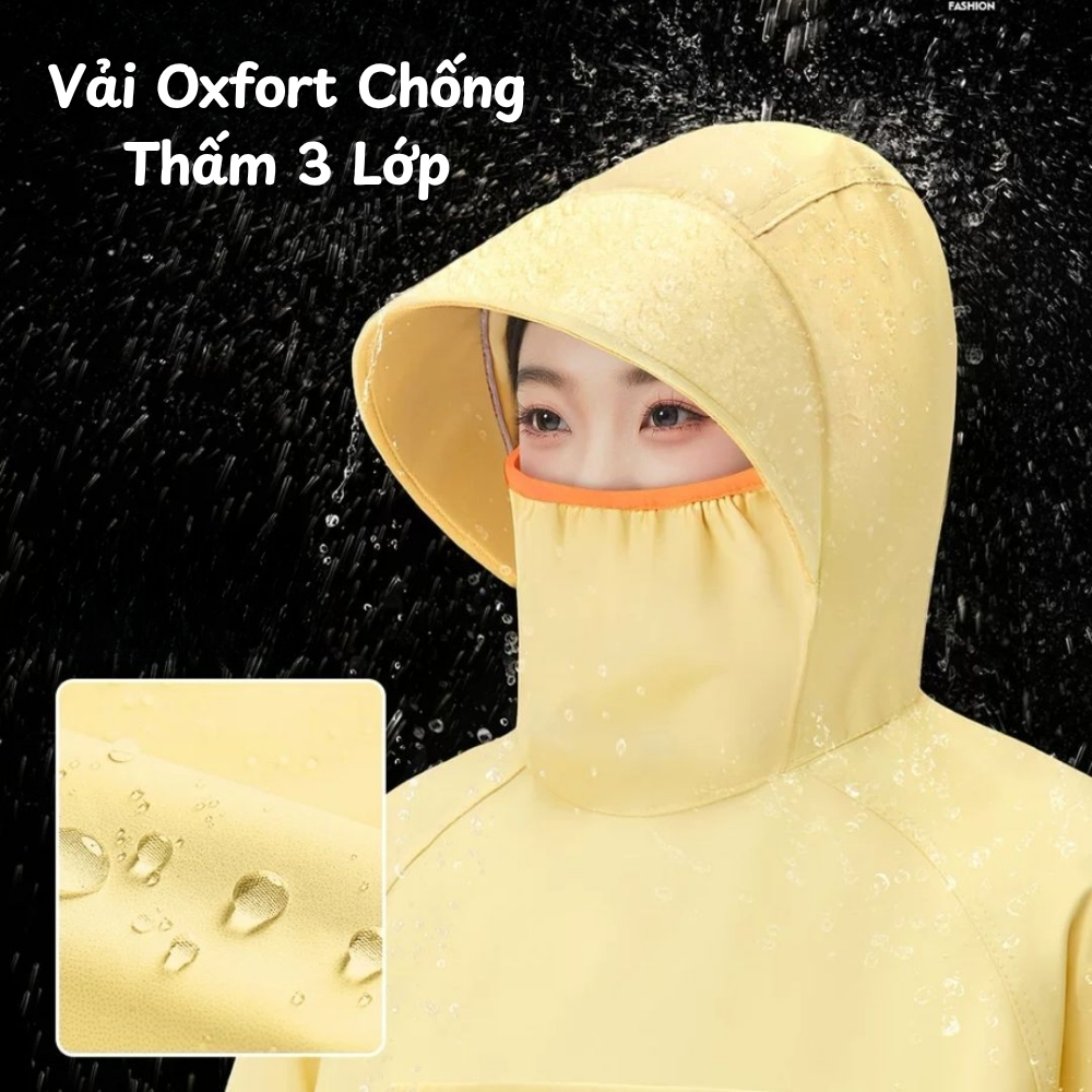 Áo Mưa Cải Tiến 360° Cao Cấp, Áo Mưa Choàng Chống Nước, Có Mũ Che Mặt, Túi Lớn, Đi Xe Máy Tiện Lợi