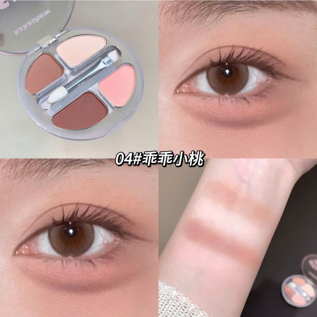 Bảng Phấn Mắt 4 Màu KAKASHOW - Matte/Ngọc TraiKèm Cọ & Tạo Mắt To Tự Nhiên Kiểu Hàn Chống Lem C464