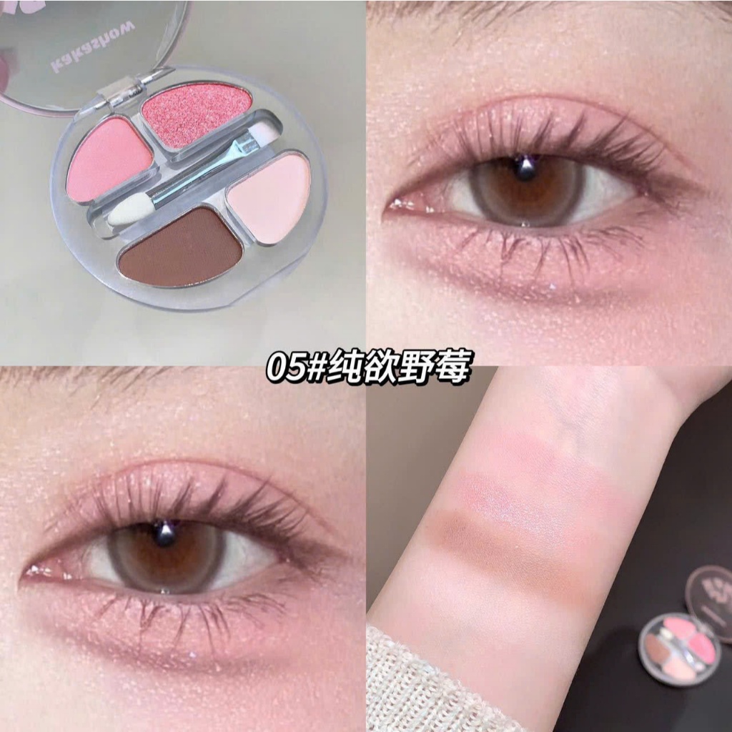 Bảng Phấn Mắt 4 Màu KAKASHOW - Matte/Ngọc TraiKèm Cọ & Tạo Mắt To Tự Nhiên Kiểu Hàn Chống Lem C464