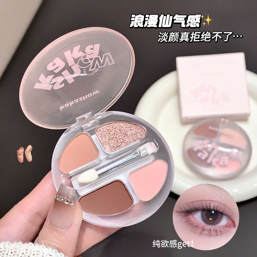 Bảng Phấn Mắt 4 Màu KAKASHOW - Matte/Ngọc TraiKèm Cọ & Tạo Mắt To Tự Nhiên Kiểu Hàn Chống Lem C464