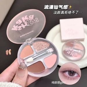 Bảng Phấn Mắt 4 Màu KAKASHOW - Matte/Ngọc TraiKèm Cọ & Tạo Mắt To Tự Nhiên Kiểu Hàn Chống Lem C464