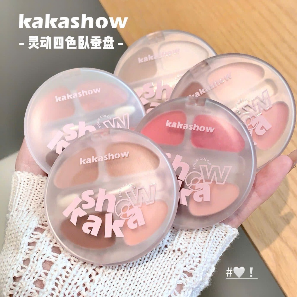 Bảng Phấn Mắt 4 Màu KAKASHOW - Matte/Ngọc TraiKèm Cọ & Tạo Mắt To Tự Nhiên Kiểu Hàn Chống Lem C464