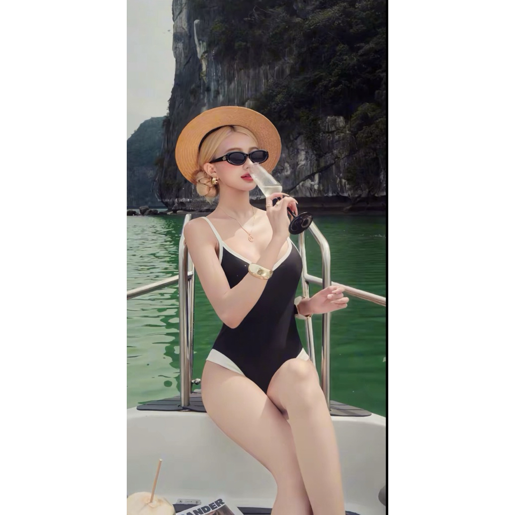 BIKINI DTD - Bodysuit hai dây nữ viền nổi chất thun gân co dãn.