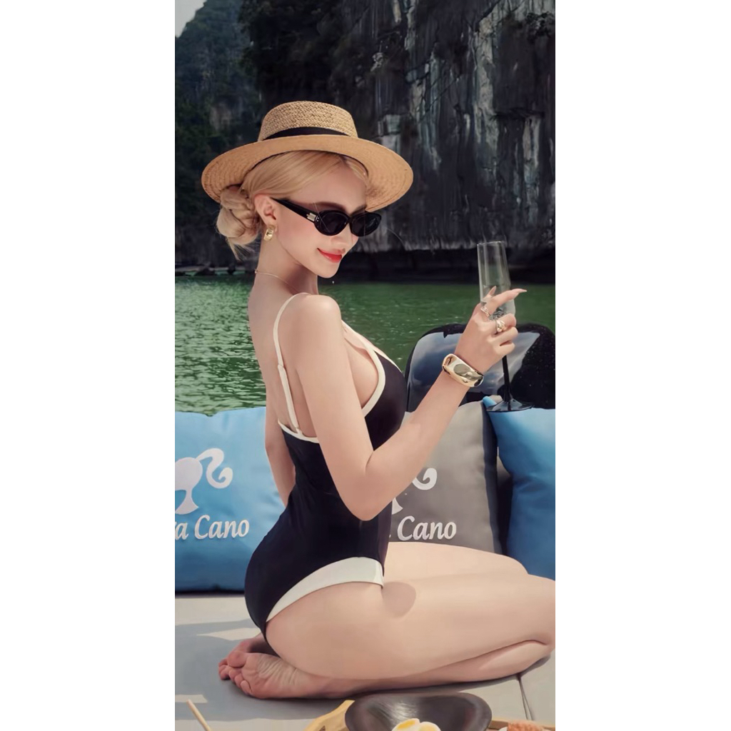 BIKINI DTD - Bodysuit hai dây nữ viền nổi chất thun gân co dãn.