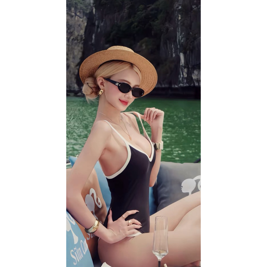 BIKINI DTD - Bodysuit hai dây nữ viền nổi chất thun gân co dãn.