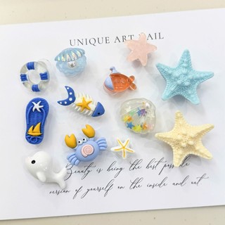 Set Charm Biển Mùa Hè Sao Biển Cá Heo Cá Xương Cua Vỏ Sò Dép Biển Ngọc 3D Dễ Thương Trang Trí Xinh Xắn