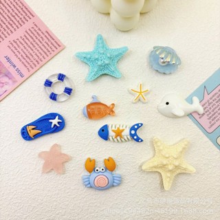 Set Charm Biển Mùa Hè Sao Biển Cá Heo Cá Xương Cua Vỏ Sò Dép Biển Ngọc 3D Dễ Thương Trang Trí Xinh Xắn