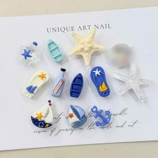 Set Charm Biển Mùa Hè Sao Biển Cá Heo Cá Xương Cua Vỏ Sò Dép Biển Ngọc 3D Dễ Thương Trang Trí Xinh Xắn
