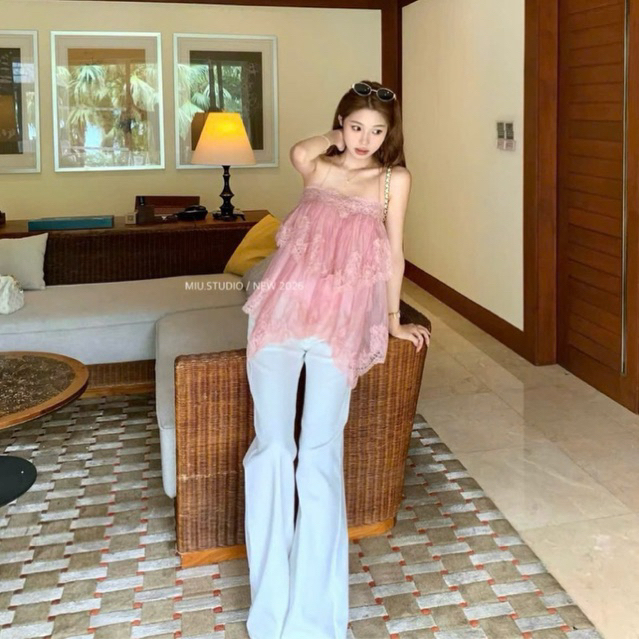 Áo 2S ren tơ thiết kế dáng babydoll xoè tầng sang chảnh, Áo kiểu nữ 2S phối ren tầng cao cấp mặc đi chơi , đi cafe