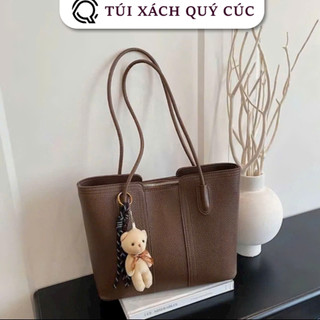 ( Mở Bán ) Túi xách nữ dáng tote công sở đeo vai Tặng Kèm Móc Gấu siêu xinh thời trang đi chơi đi học đi làm tiện dụng