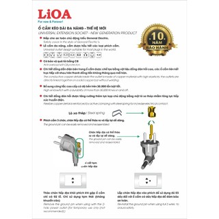 (Hỏa Tốc 4h) Ổ Cắm Đa Năng LiOA, Màu Đen, Có Nắp Che An Toàn, Mặt Nhựa Cứng Chống Cháy 10A Tối Đa Lên Đến 2200W