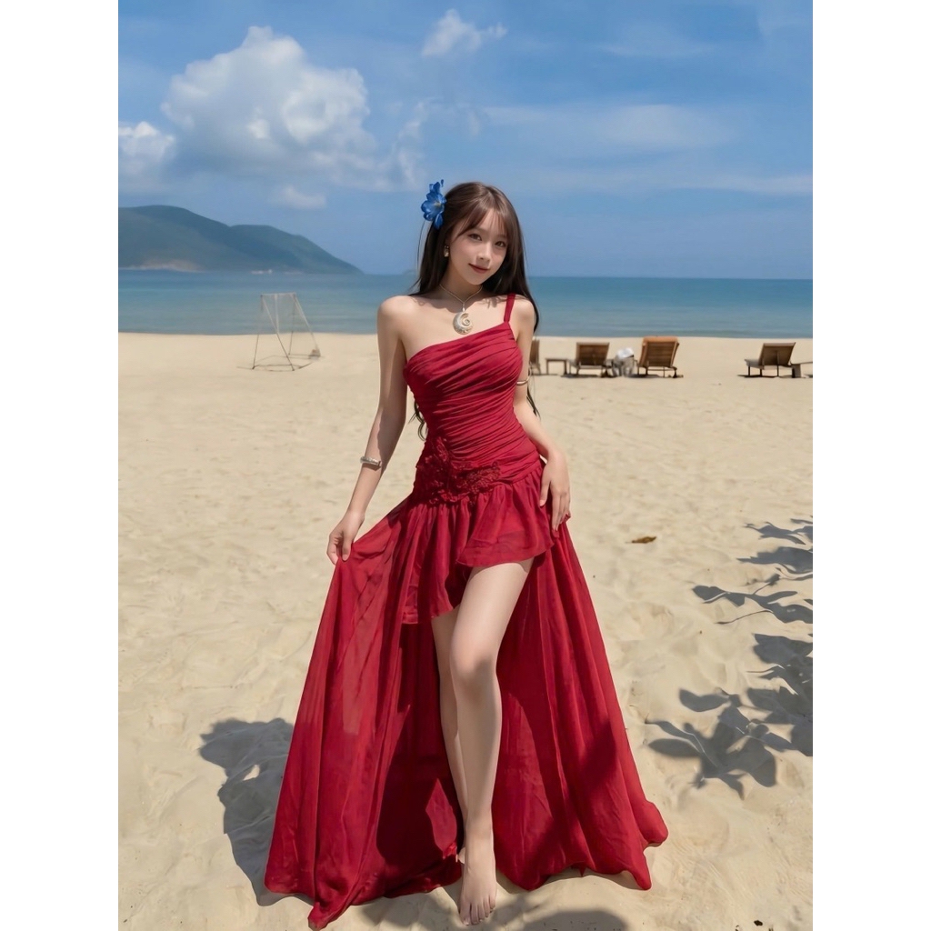 DT10 ĐẦM TƠ ÁNH KIM TRẮNG LỆCH VAI XOẮN DÂY THỪNG ĐI BIỂN, ĐI CHƠI, ĐI DU LỊCH SANG CHẢNH SLAY