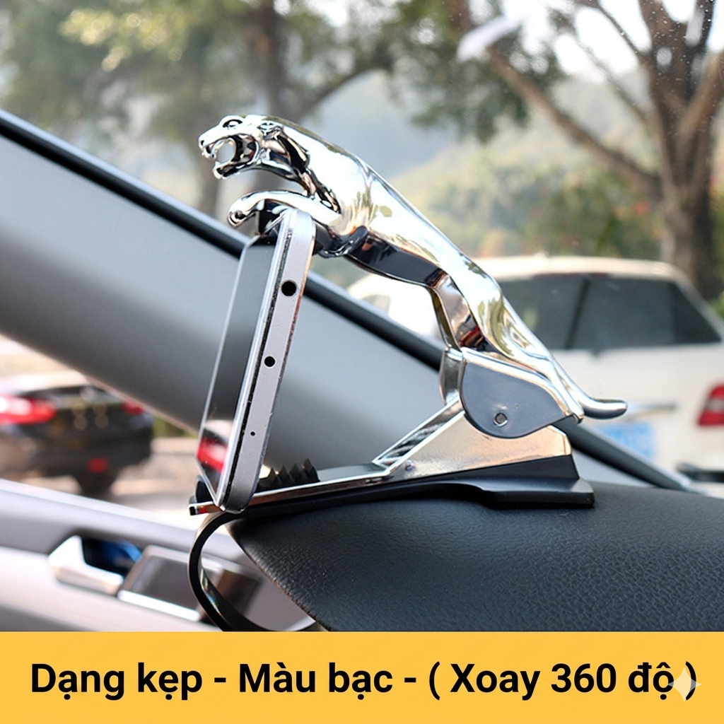 Giá Đỡ Điện Thoại Ô Tô Hình Báo Mạ Vàng, Mạ Bạc – Kẹp Khe Gió Sang Trọng, Chắc Chắn CobakAuto