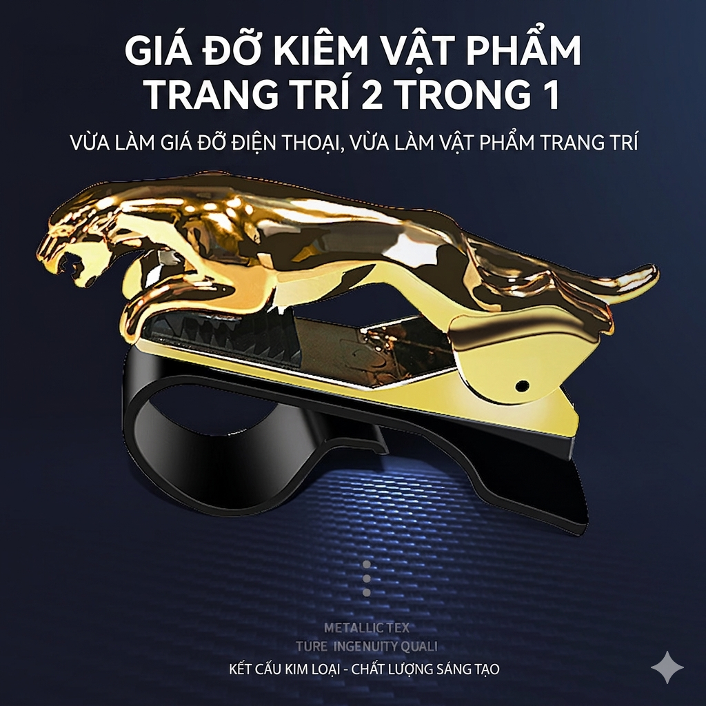 Giá Đỡ Điện Thoại Ô Tô Hình Báo Mạ Vàng, Mạ Bạc – Kẹp Khe Gió Sang Trọng, Chắc Chắn CobakAuto