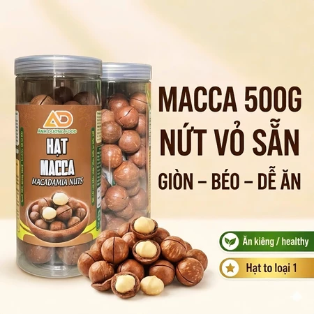 Hạt Macca Nứt Vỏ Hũ 500g Hạt To Sấy Giòn Tự Nhiên Béo Bùi Ăn Kiêng Healthy