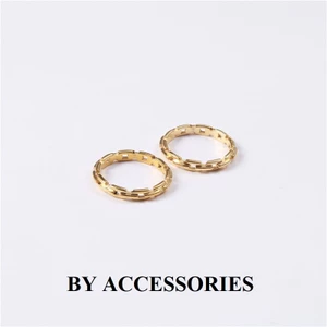 Nhẫn nữ unisex titan kiểu mắt xích chữ nhật đơn giản thanh lịch mạ vàng 18K không gỉ WR2513 BY ACCESSORIES