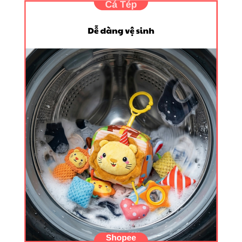 Đồ chơi treo nôi, xe đẩy kích thích giác quan cho bé, vải mềm, có kẹp tiện lợi - Sư tử