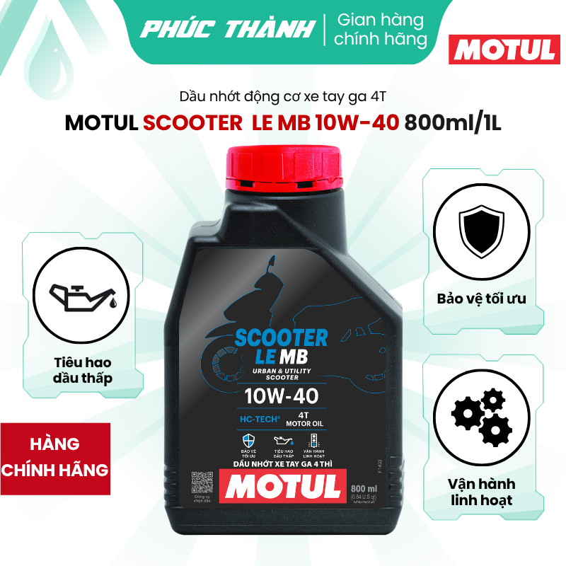 Dầu Nhớt Xe Tay Ga MOTUL SCOOTER LE 4T 10W40 800ml/1L - Chính Hãng