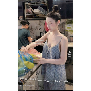 SET ÁO 2S VIỀN REN MIX QUẦN ỐNG XUÔNG KẺ XANH HOT HIT