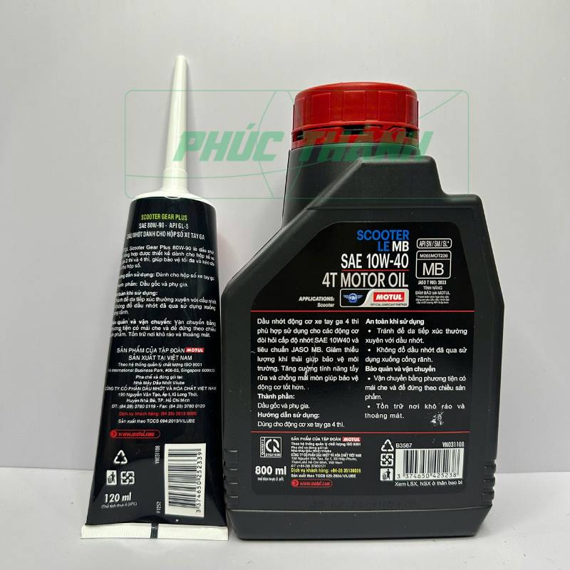 Combo Nhớt Xe Tay Ga MOTUL SCOOTER LE 4T 10W40 800ml + Nhớt Láp Motul 120ml - Chính Hãng