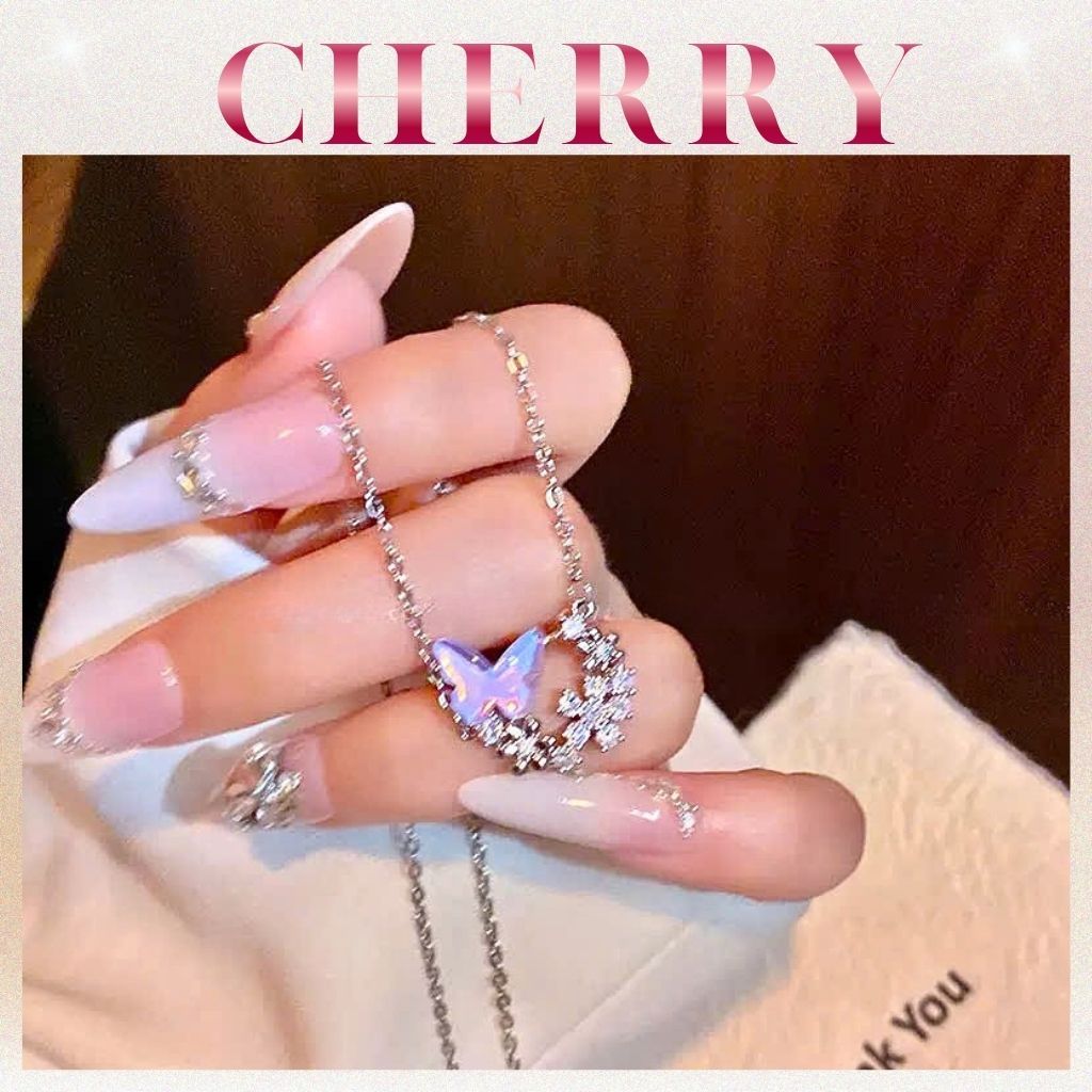 [KHÔNG ĐEN GỈ] Bộ Dây chuyền nữ hồ điệp CHERRY JEWELRY nhiều màu phụ kiện bạc trang sức thời trang